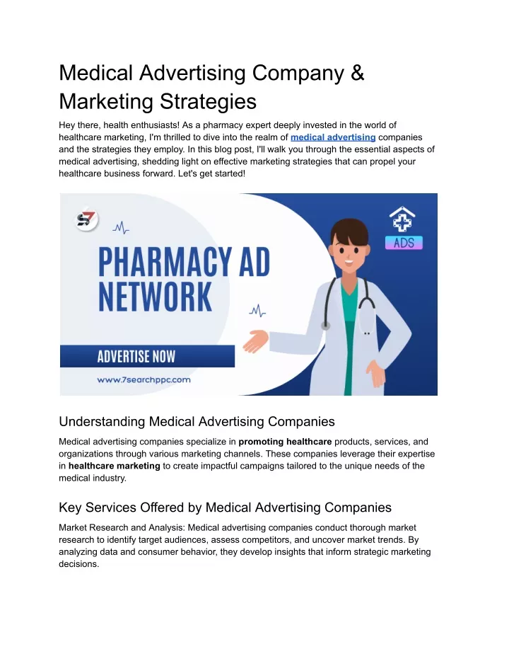 medical advertising company marketing strategies