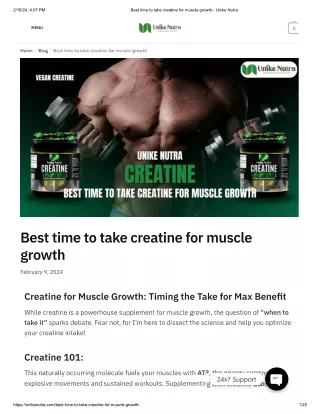 Best time to take creatine for muscle growth - Unike Nutra