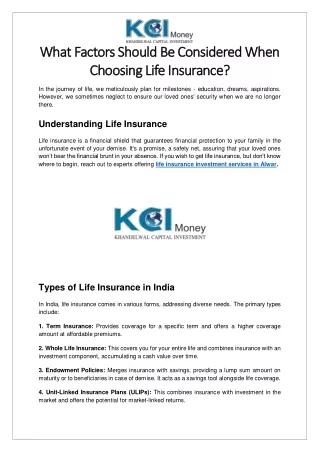 What Factors Should Be Considered When Choosing Life Insurance