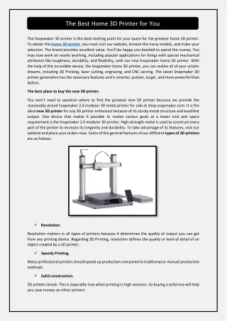 the best home 3d printer for you
