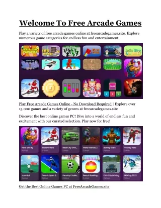 welcome to free arcade games