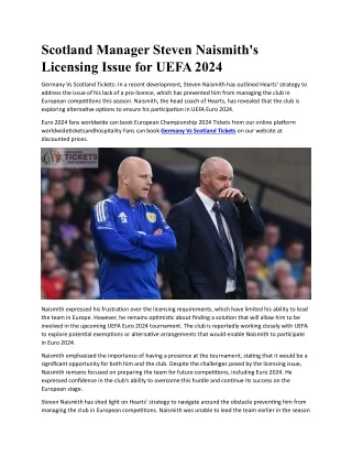 scotland manager steven naismith s licensing
