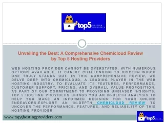 Unveiling the Best A Comprehensive Chemicloud Review by Top 5 Hosting Providers
