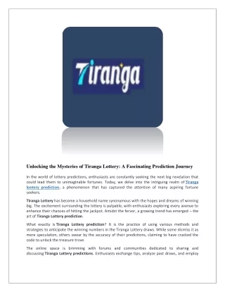 Tiranga lootery colour prediction trick