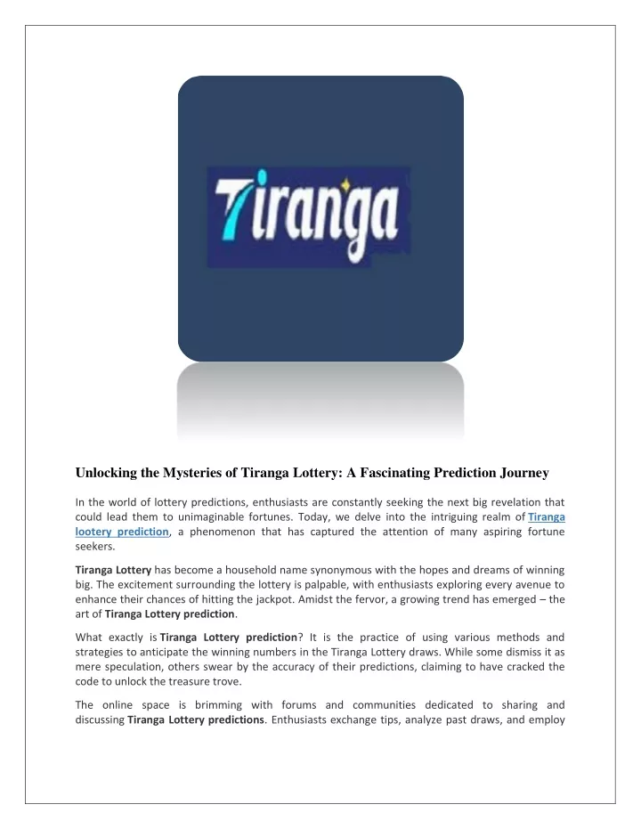 unlocking the mysteries of tiranga lottery