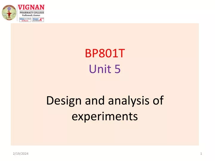 bp801t unit 5 design and analysis of experiments