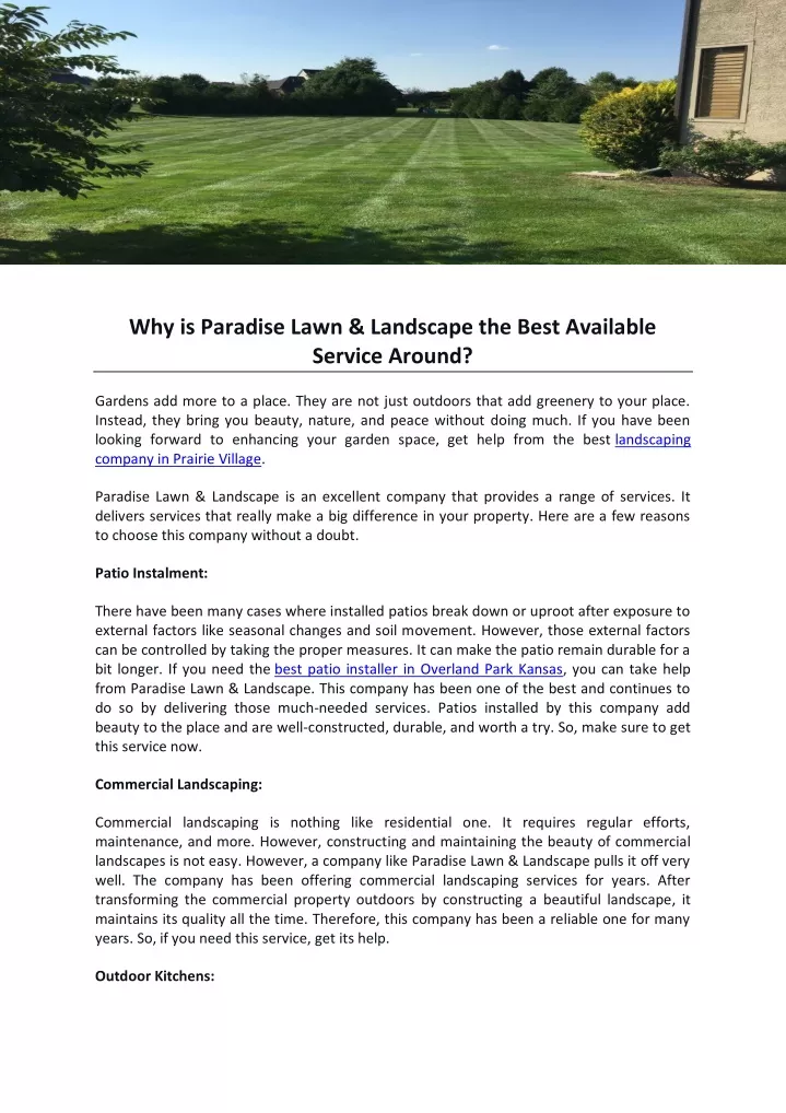 why is paradise lawn landscape the best available