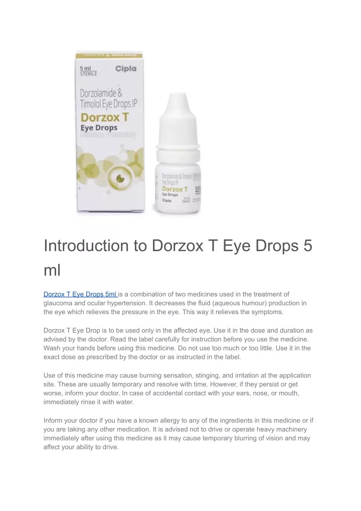 introduction to dorzox t eye drops 5 ml