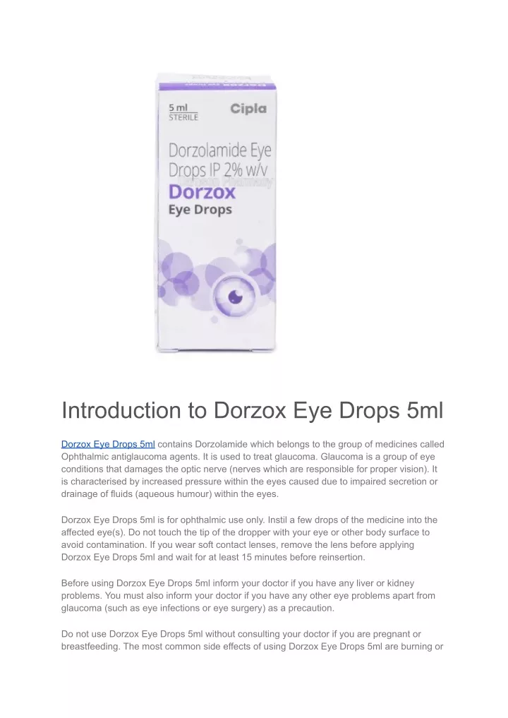 introduction to dorzox eye drops 5ml