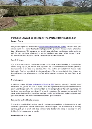 Paradise Lawn And Landscape-The Perfect Destination For Lawn Care