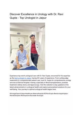 Best Urologist in Jaipur _ Dr Ravi Gupta