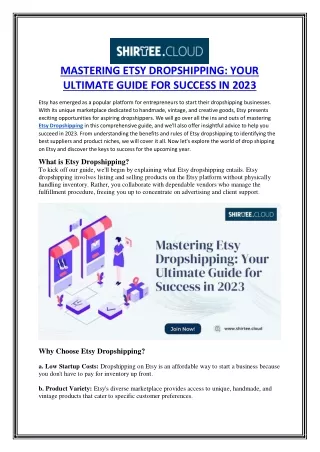 MASTERING ETSY DROPSHIPPING- YOUR ULTIMATE GUIDE FOR SUCCESS IN 2023