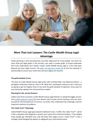 More Than Just Lawyers: The Castle Wealth Group Legal Advantage