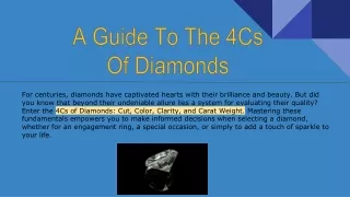 A Guide to the 4Cs of Diamonds