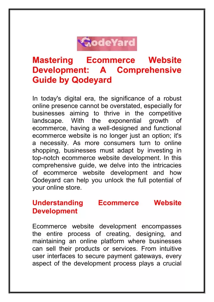 mastering development guide by qodeyard