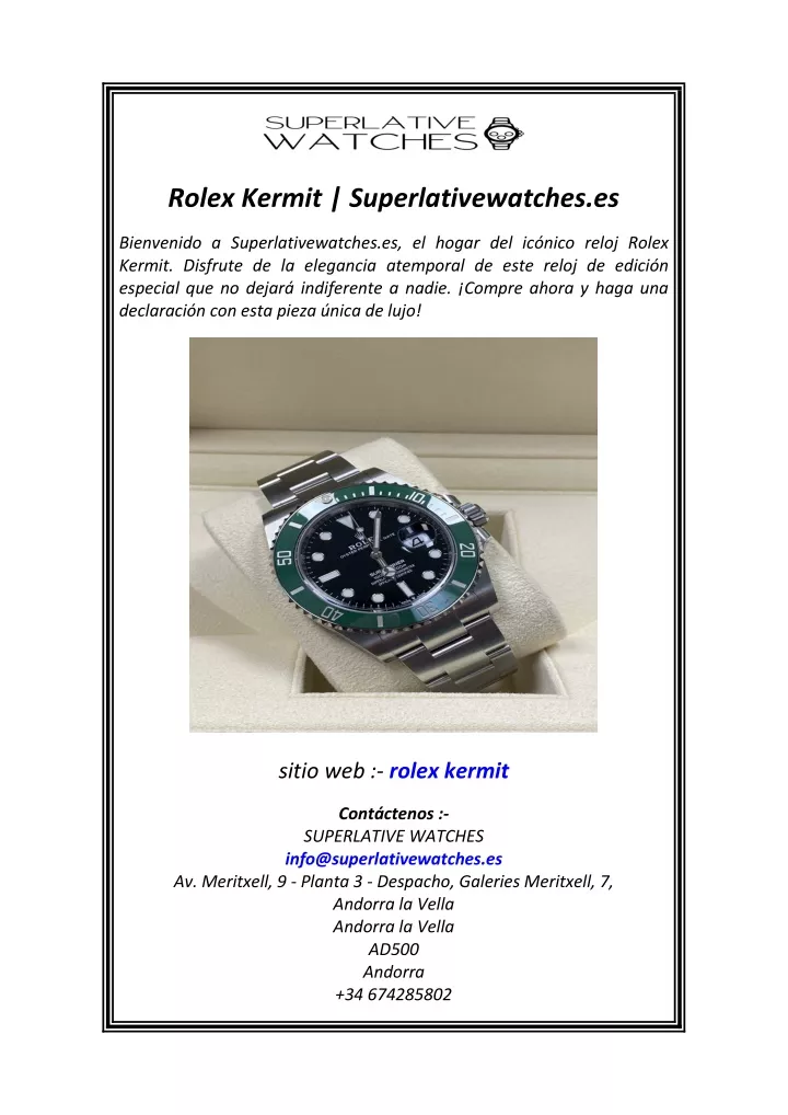 rolex kermit superlativewatches es