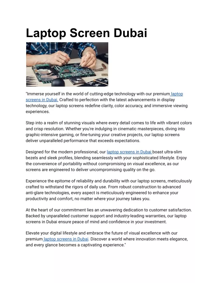 laptop screen dubai