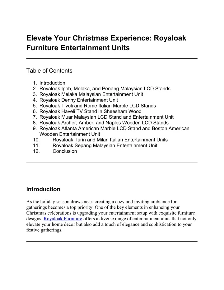 elevate your christmas experience royaloak