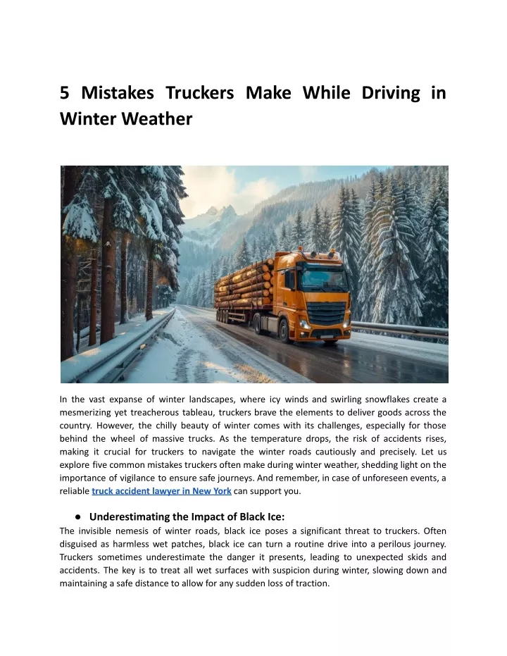 5 mistakes truckers make while driving in winter