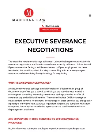 Executive Severance Negotiations Lawyer | Employment Lawyer Columbus OH