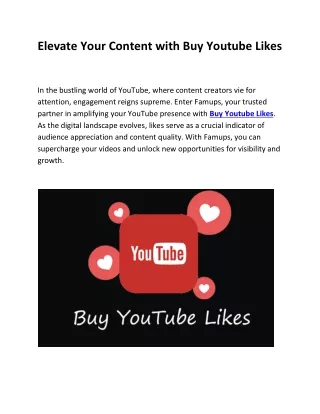 Elevate Your Content with Buy Youtube Likes