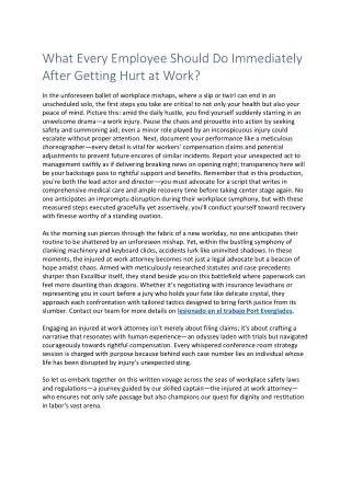 what every employee should do immediately after