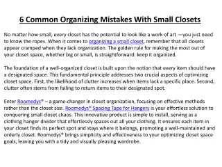 6 Common Organizing Mistakes With Small Closets
