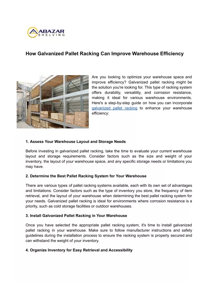 how galvanized pallet racking can improve