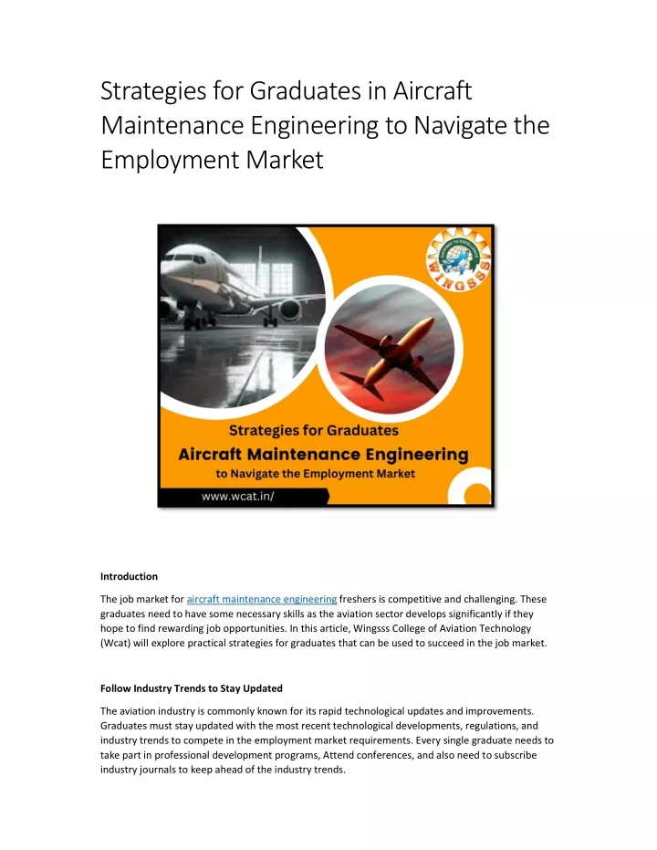 strategies for graduates in aircraft maintenance