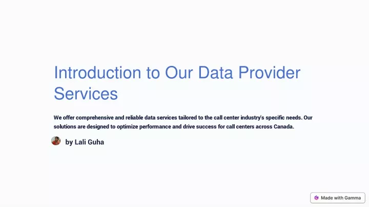 introduction to our data provider services