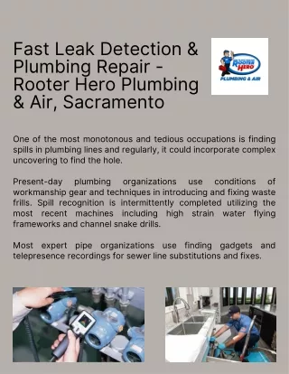 Fast Leak Detection & Plumbing Repair - Rooter Hero Plumbing & Air, Sacramento