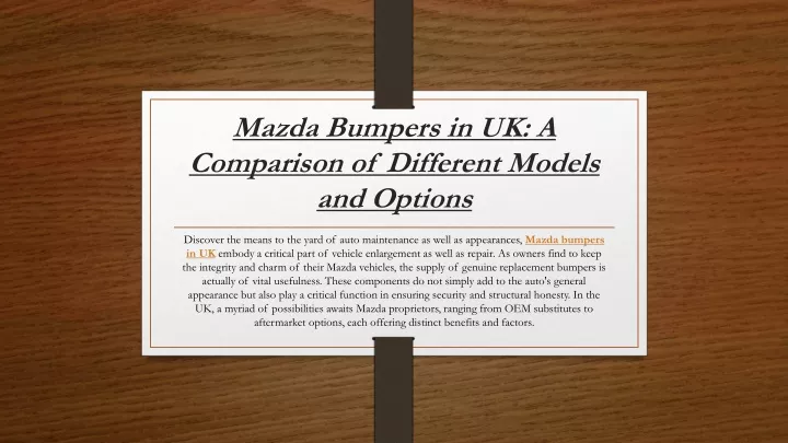 mazda bumpers in uk a comparison of different models and options