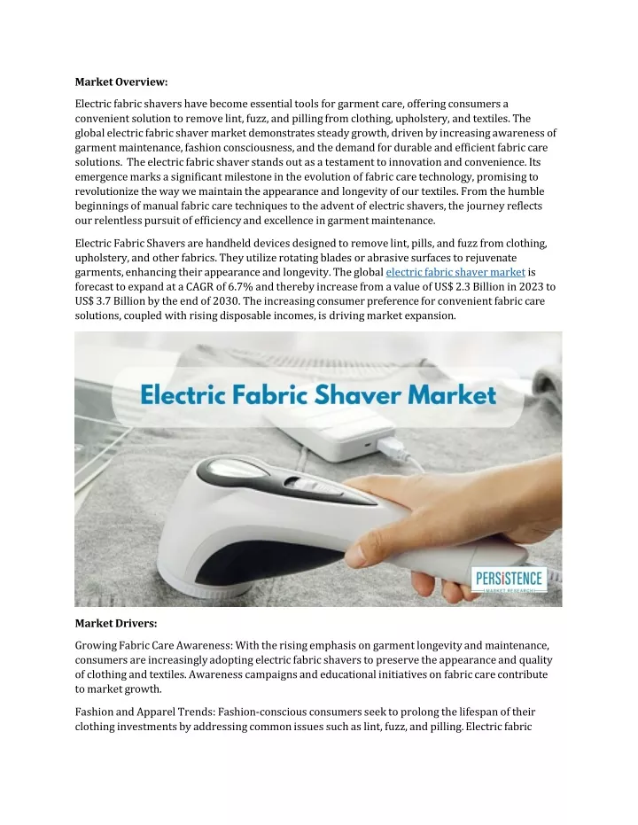 market overview electric fabric shavers have