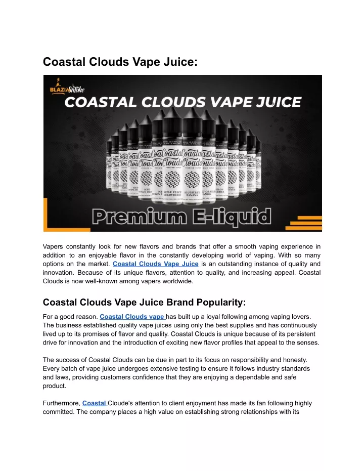 coastal clouds vape juice