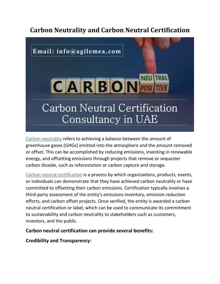 carbon neutrality and carbon neutral certification