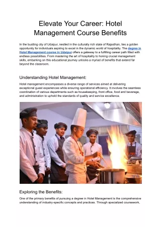 Elevate Your Career_ Hotel Management Course Benefits