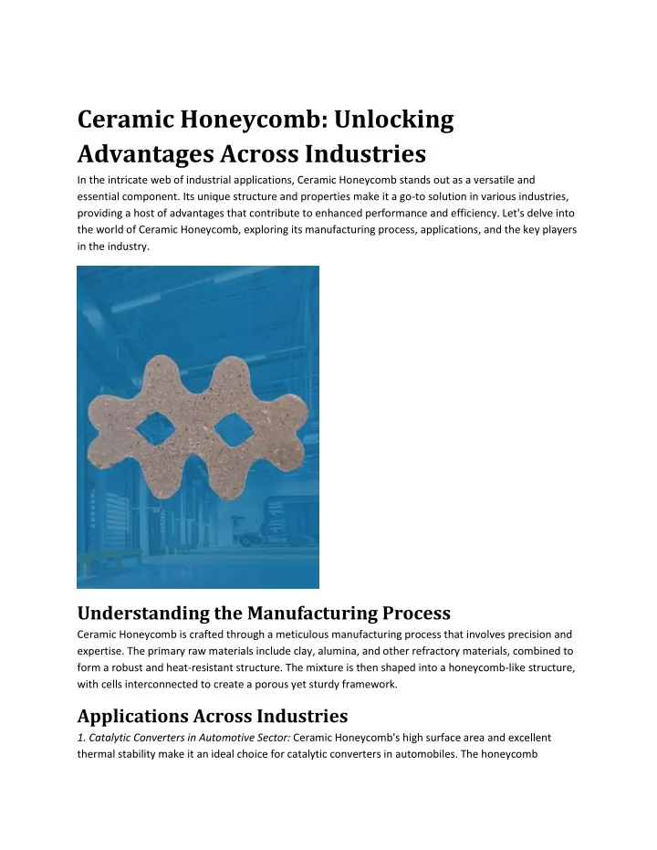 ceramic honeycomb unlocking advantages across