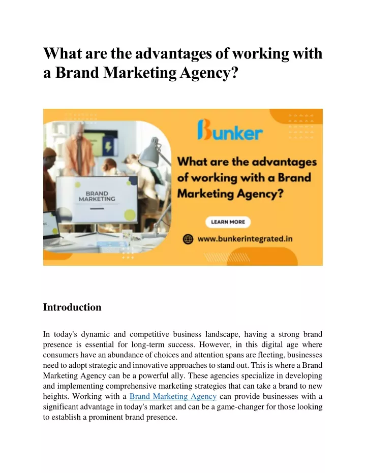 what are the advantages of working with a brand