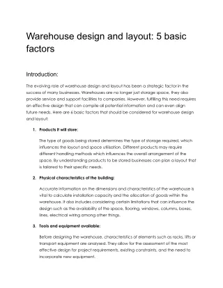 Warehouse design and layout_ 5 basic factors