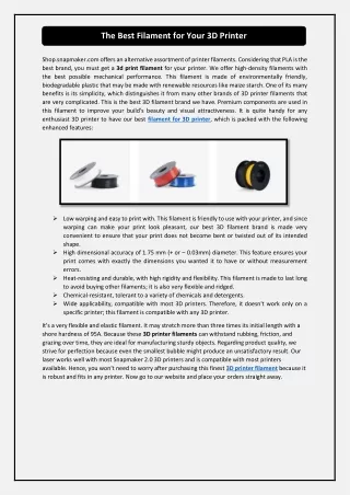 the best filament for your 3d printer