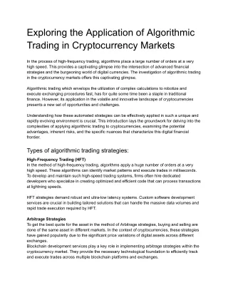 Exploring the Application of Algorithmic Trading in Cryptocurrency Markets (1)