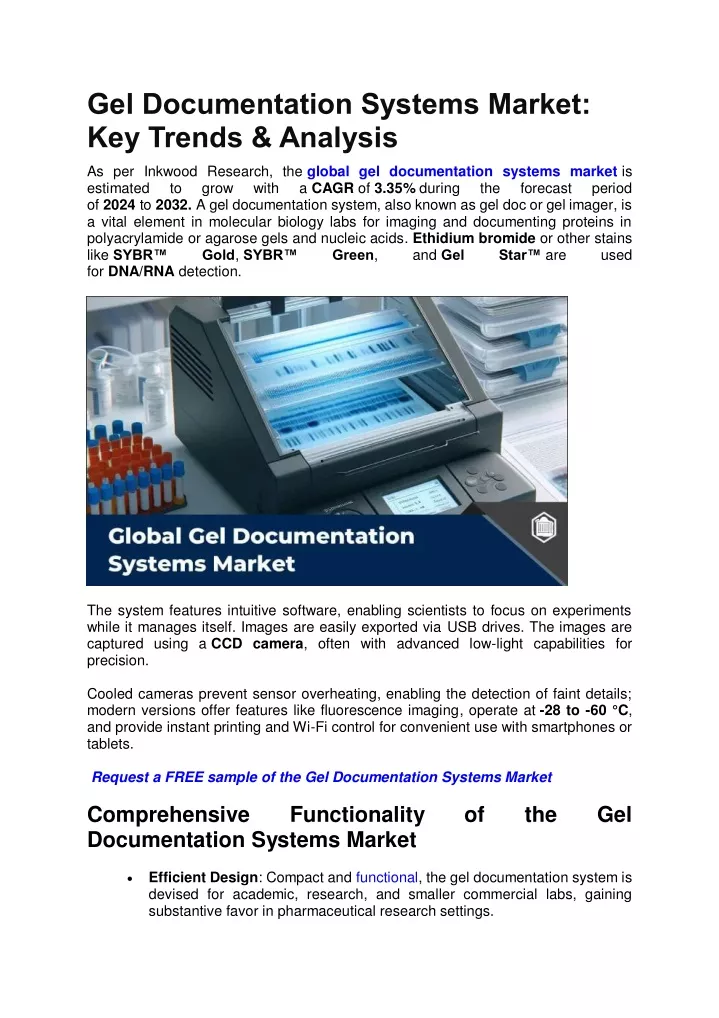 gel documentation systems market key trends