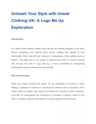 Unleash Your Style with Uneek Clothing UK_ A Logo Me Up Exploration