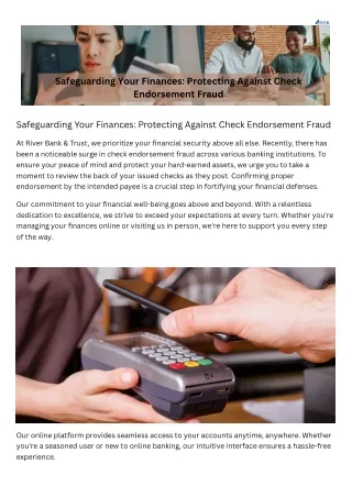 Safeguarding Your Finances Protecting Against Check Endorsement Fraud