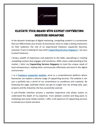 Elevate Your Brand With Expert Copywriting Services Singapore