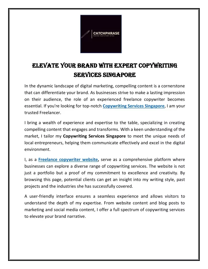 elevate your brand with expert copywriting