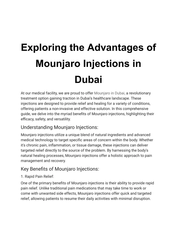 exploring the advantages of mounjaro injections