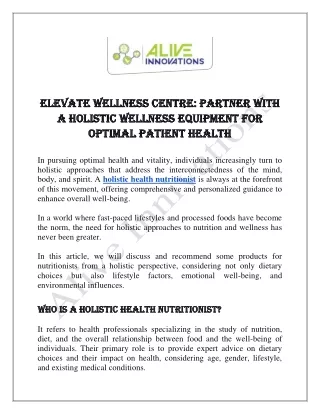 Elevate Wellness Centre: Partner with a Holistic Wellness Equipment for Optimal