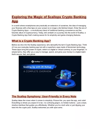 Exploring the Magic of Scallopx Crypto Banking App