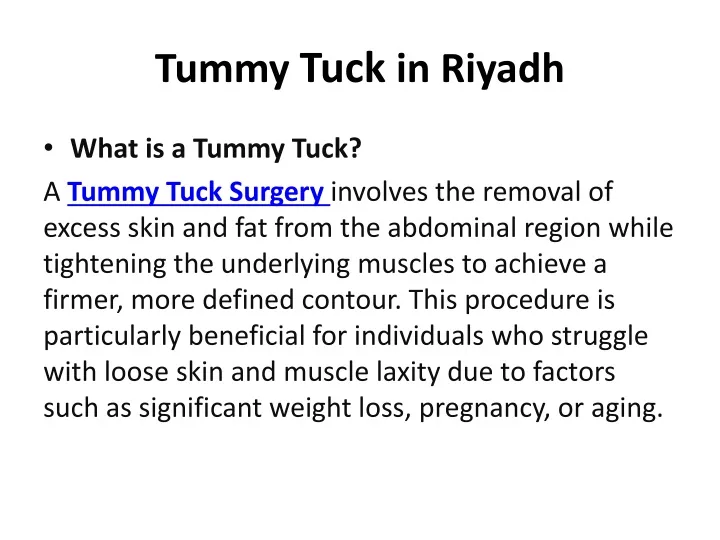 tummy tuck in riyadh